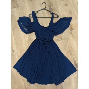 City Chic Dress Trim Shoulder Boho Festival Gypsy Women's Plus 22 3X 4X Navy
